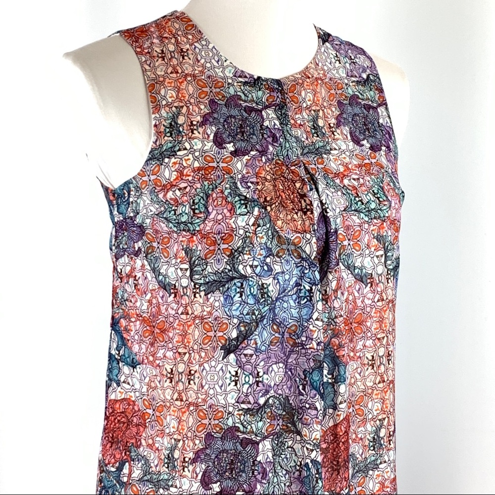 H&M Floral Blue and Red Lightweight Sleeveless Mini Shift Dress size 4 - Picture 8 of 16